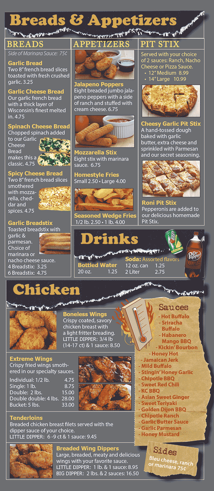 bread and appetizer menu