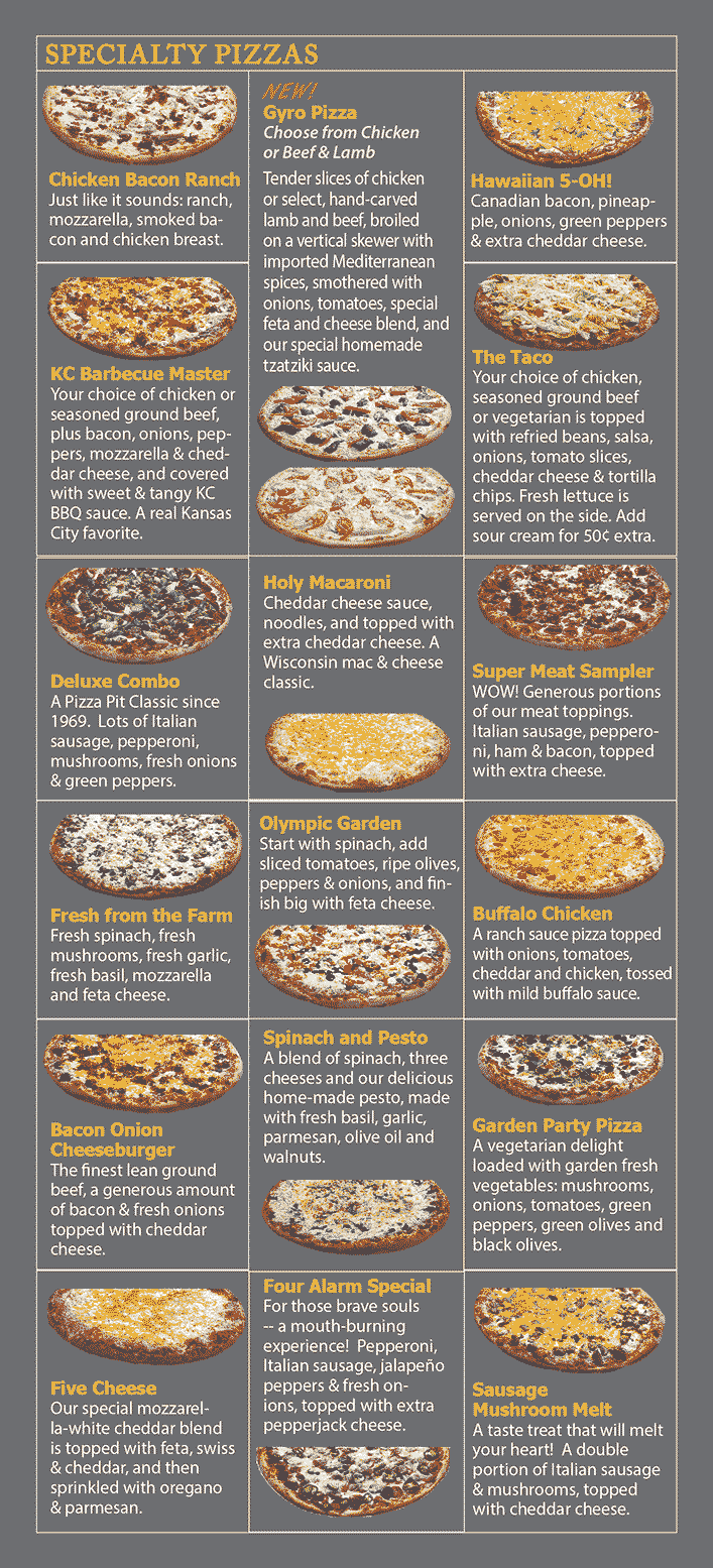 specialty pizza menu
